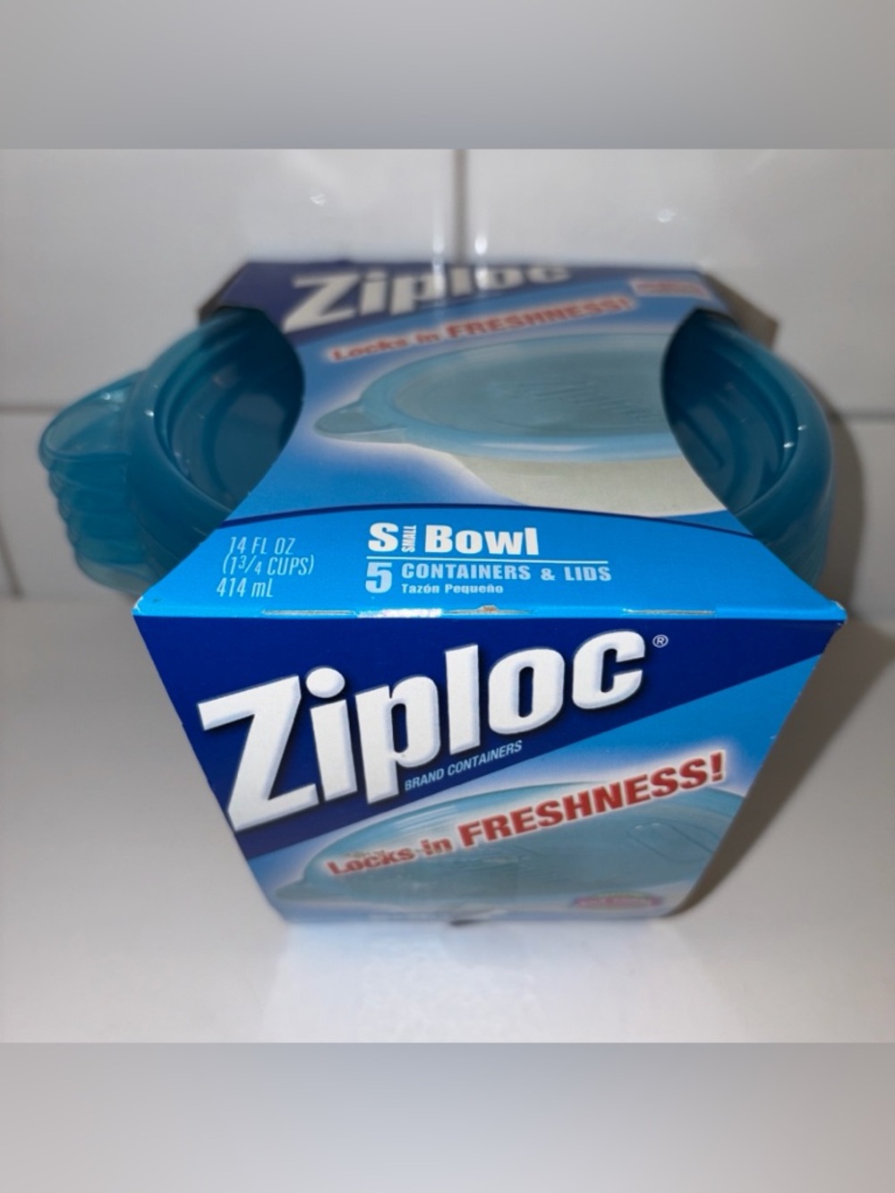 Ziploc Small Bowl 5-Count Container Set in Blue